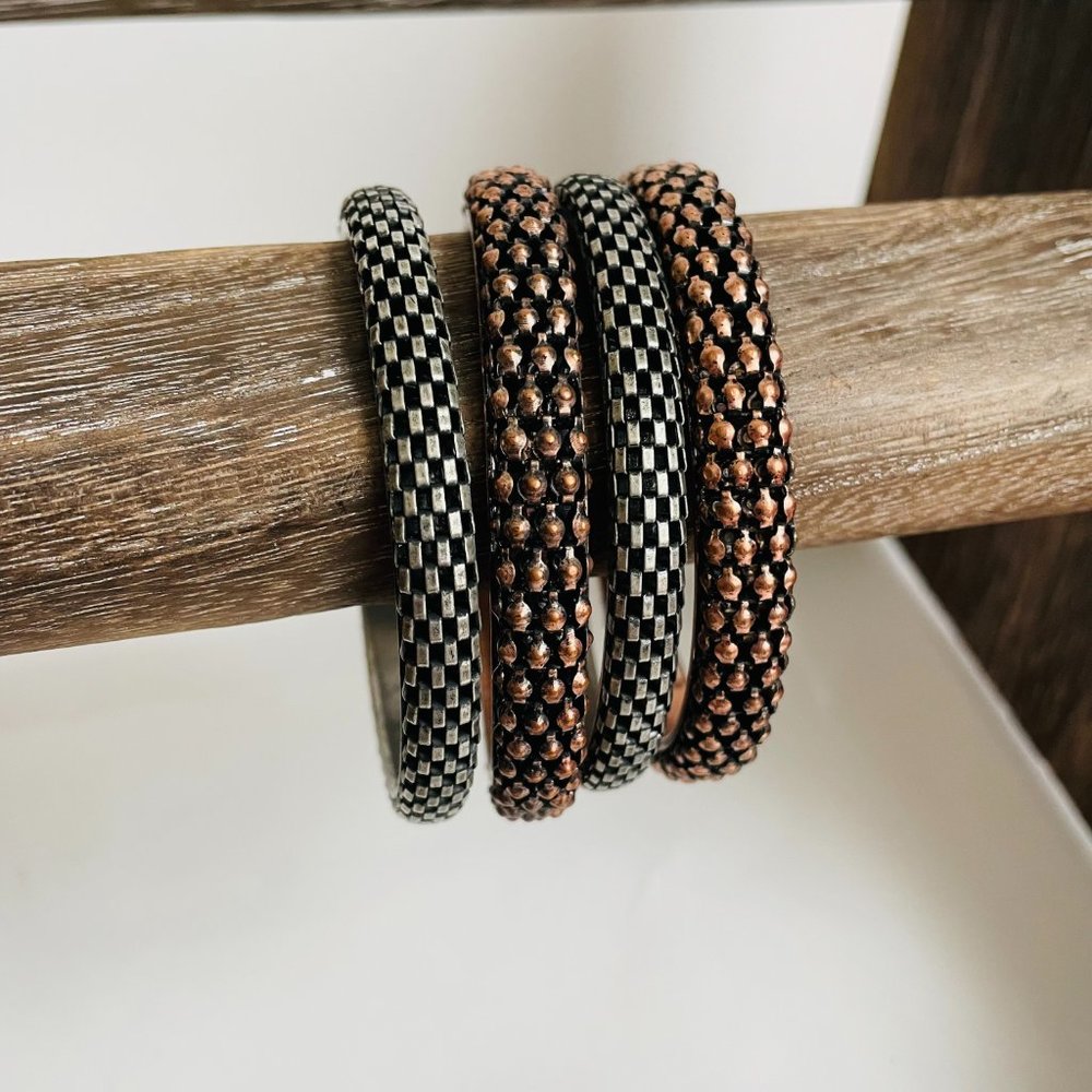 Textured Stackable Bangle Bracelets Bundle Lot Of… - image 2